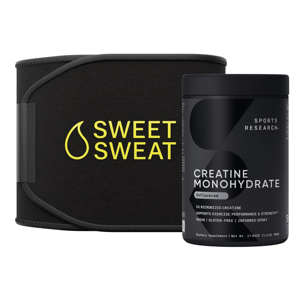 Penelitian Olahraga Creatine Monohydrate dan Sweet Sweat Waist Thrimmer - Hitam dan Kuning (Kecil)
