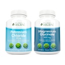 Potasium Chloride 99mg + Magnesium Glycinate 400mg - 365 + 270 Tablet - Bundle Vegetarian - Dibuat di USA