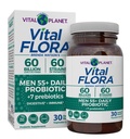 Planet Vital - Vital Flora Men 55 + Daily Probiotic, 60 Milyar CFU, 60 Diverse Strains, 7 Organic Pregories, Imune Dukung, Gas Relief, Colon dan Digetical Health Progrees for Men 30 Capsules