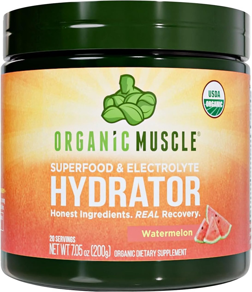 Muscle Hydrator Organik 124; Bubuk Elektrolyte Alam untuk Performance Peak & Recovery - Semangka Flavor, 20 Hamba