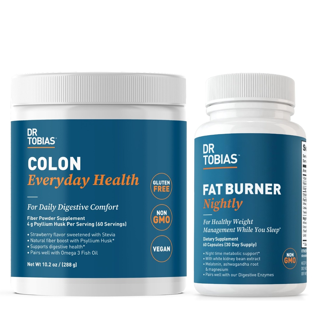 Dr. Tobias Colon Ealth and Fat Burner Nightly, Daily Digetical & Night Time Metabolic Dupport, Curb Crauges, Boost Energy & Gut Health, Non-GMO