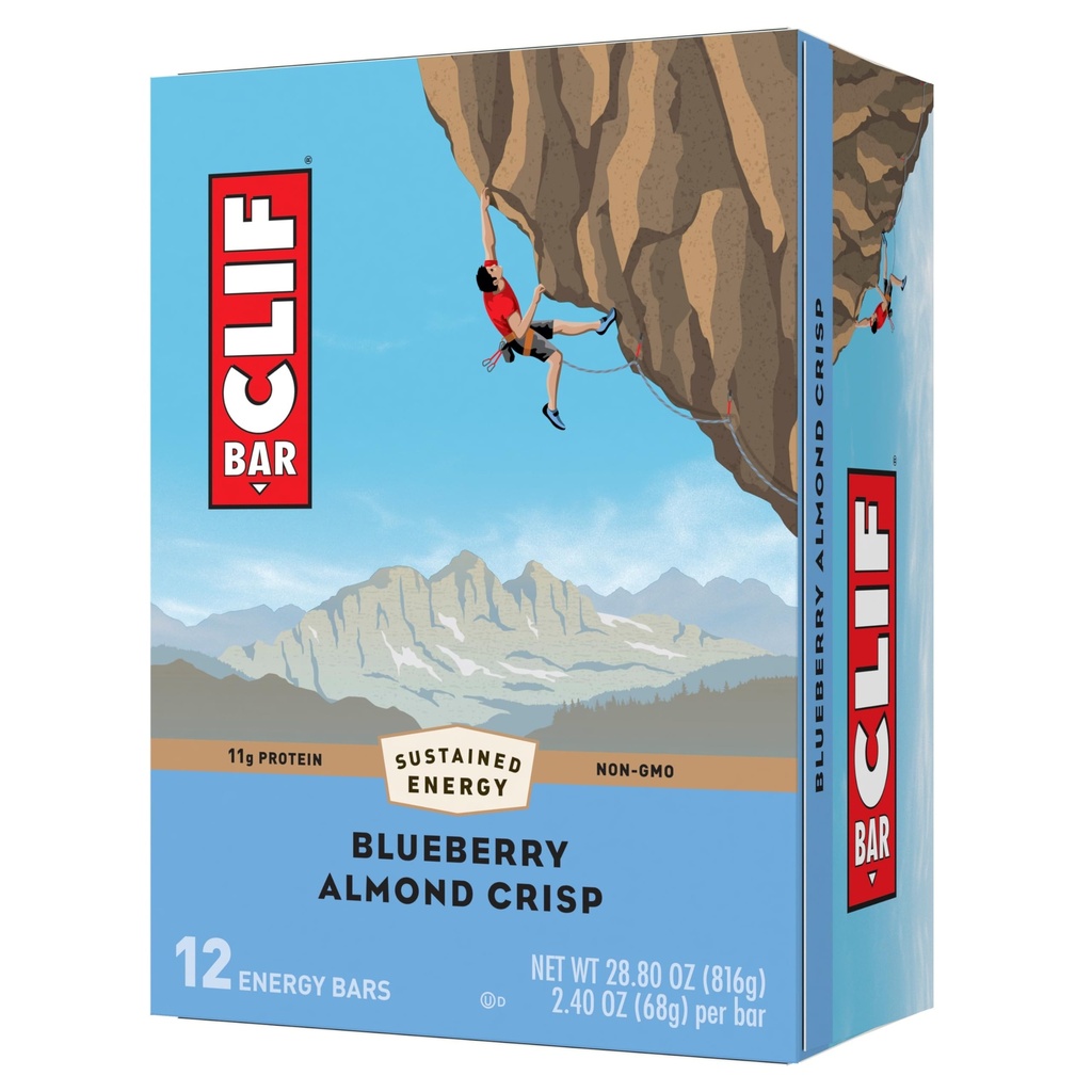 CLIF BAR - Blueberry Almond Crisp - Dibuat dengan Organic Oats - Non-GMO - Tanaman Based - Energy Bars - 2.4 oz. (12 Pack)