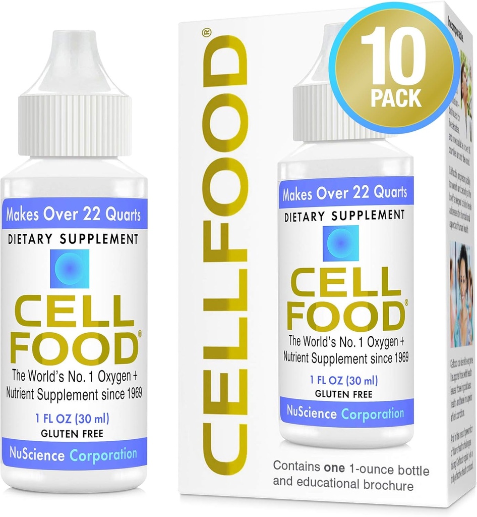 Cellefood Oxygen Boost - 1 fl oz, 10 Pack - Liquid Oksigen Suplement untuk Lymphaage Drainage, Kebajikan Ketinggian, Jet Lag, Fatigue, Headaches & Energy - Gluten Bebas, Kosher.