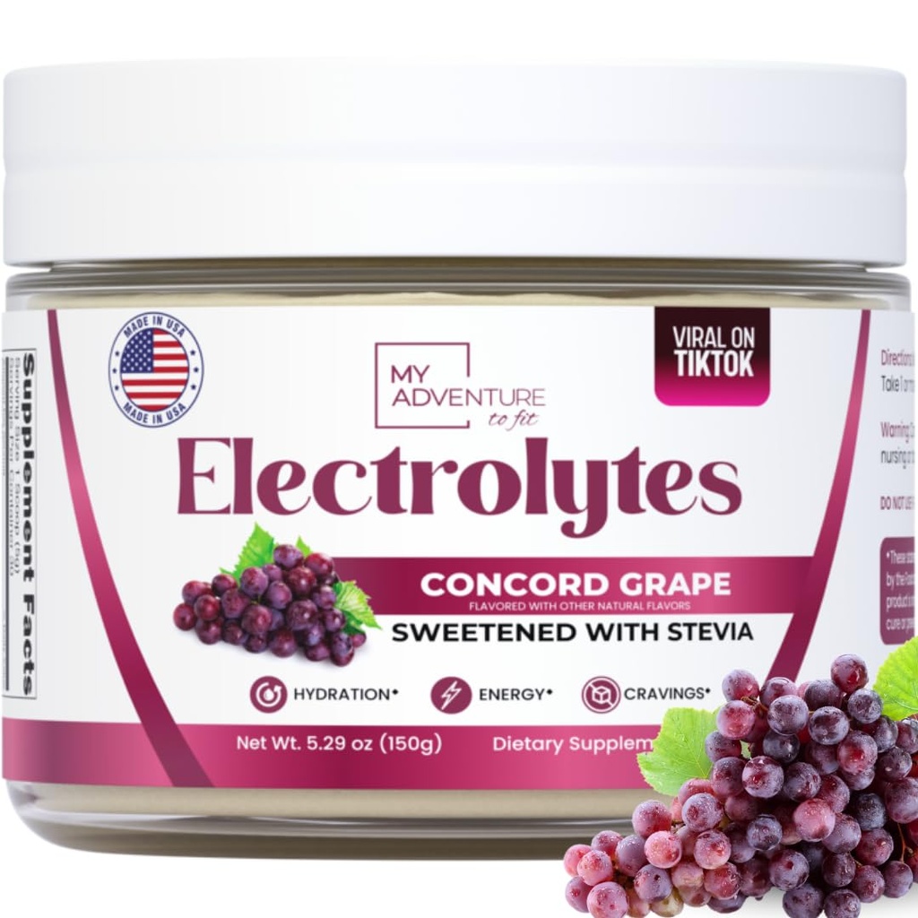 Zero Sugar - Concord Grape Electrolytes Powder - Very Refreshing Hidration - Caffeine Free Energy with All Natural Ingredians - Vegan, Keto & Paleo - Sugar Free Electrolytes Drink Mix - 30 Servings