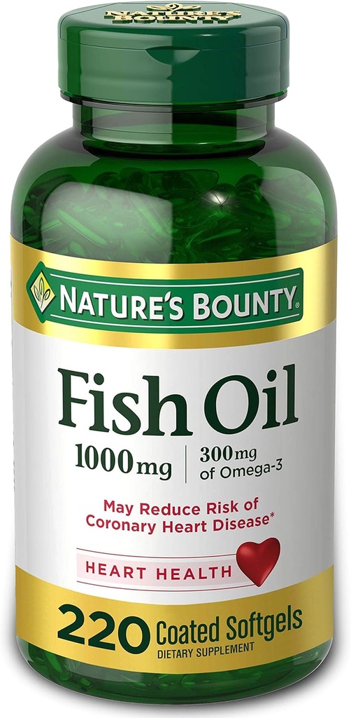 Nature 's Bounty Fish Oil 1000 mg berlapis Softgels, 220 Count