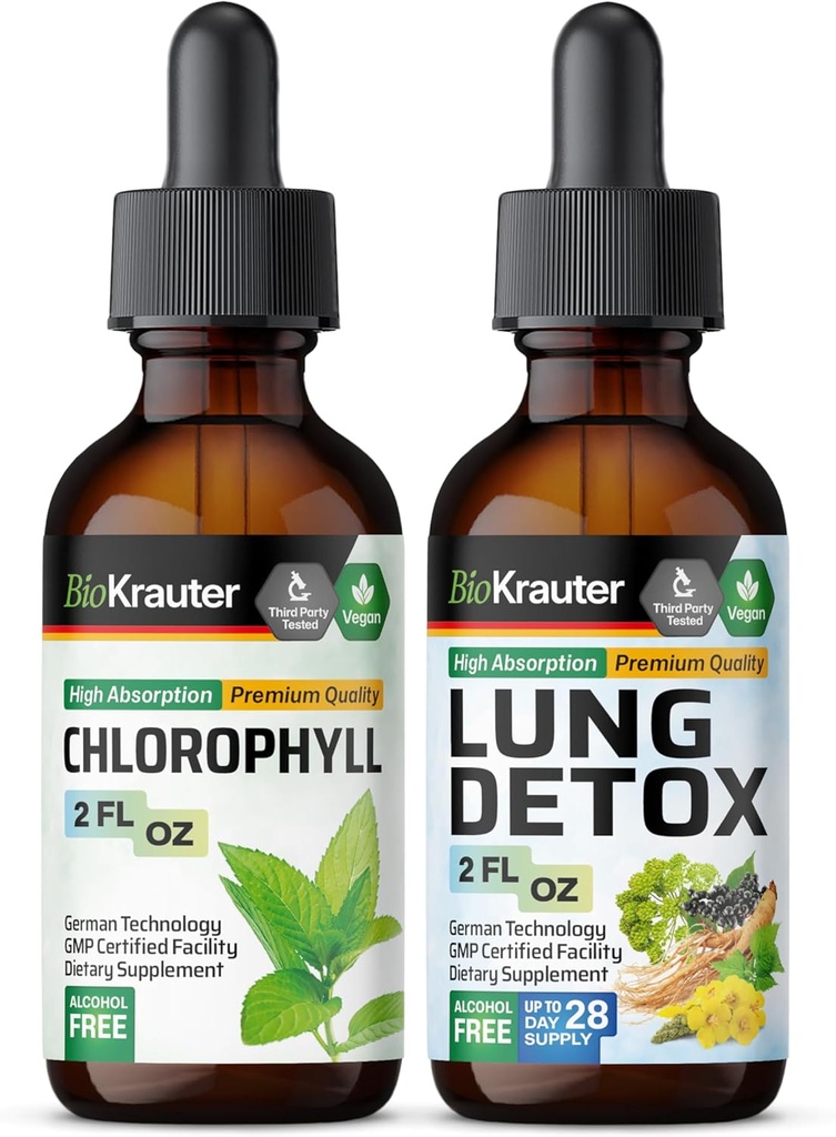 BIO KRAUTER Chlorofil Tarture 2 Fl Oz. & Lung Detox Tincture 2 Fl. Oz.