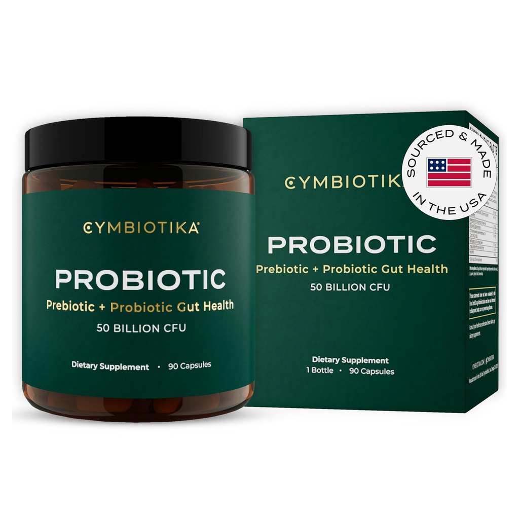 CYMBIOTIKA Probiotic + Prebiotic, 60 Milyar CFU - 19 Strains, Gut Health Supplemen Perempuan & Men, Imune Dukungan, Kesehatan Digetical, 90 Kasules, 1 Pasokan Bulan, Dibuat di Amerika Serikat