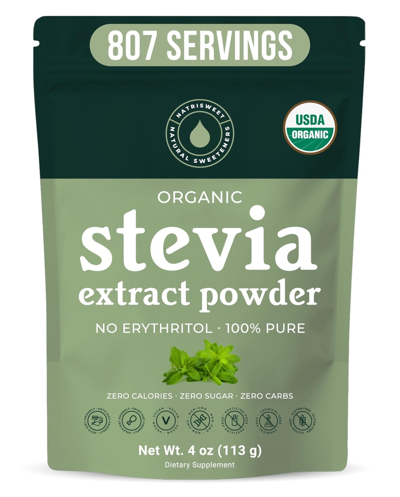 100% Powder Pure Stepsia, 4 oz, Memuaskan Sweet Crauges, Lembar Gula Darah Mandi untuk Diabetik, Bulk Powtered Stevia Ekstrak Sweetener untuk Better Baking & Beverages, 800 + Servings oleh NatariSweet