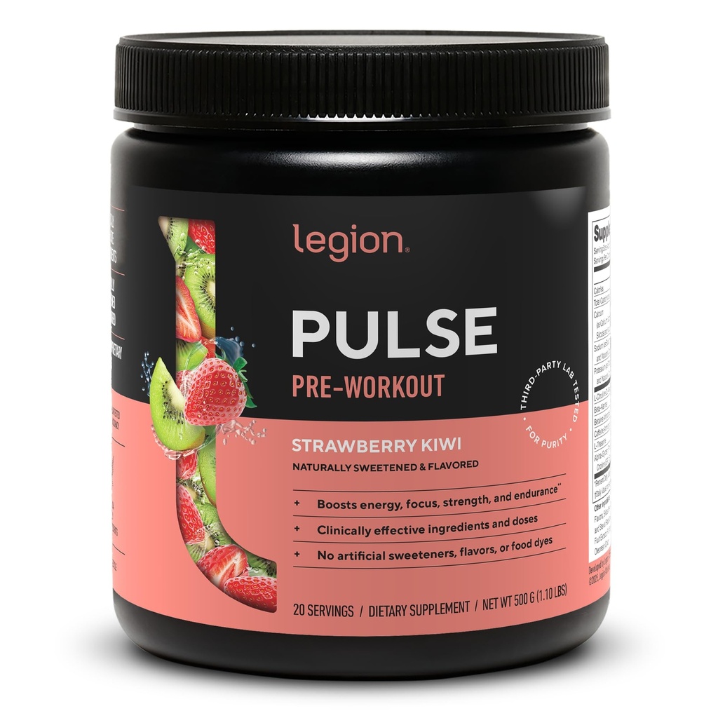 Legion- Semua Natural Nitric Oxide Pretraining Minum untuk Boost Energy, Creaktine Free, alami Sweetened, Beta Alanine, Citrulline, Alpha GPC (Strawberry Kiwi)