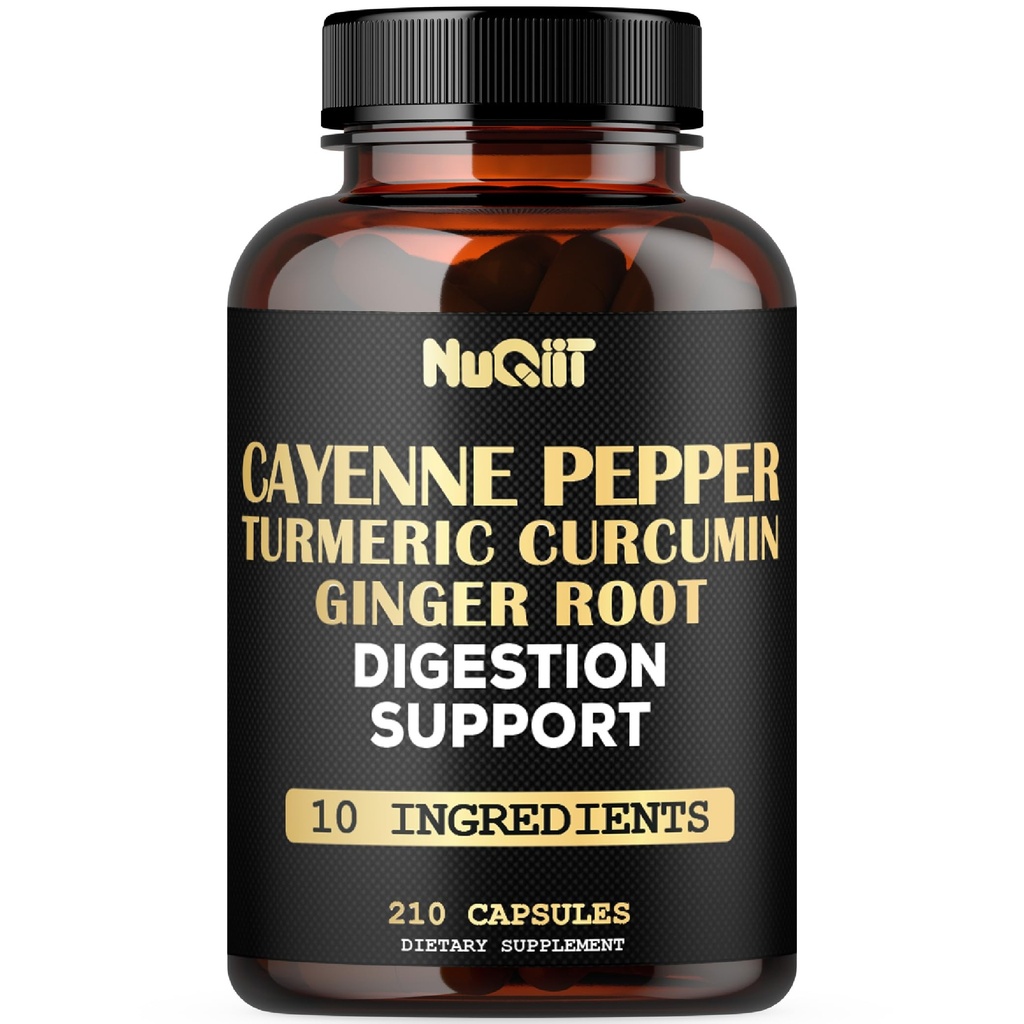 Cayenne Pepper Tambahan dengan Turmeric Curcumin Root, Ginger Root, Ceylon Cinnamon Bark & More - Imune System, Gabungan Kesehatan & Digetical Health Support - 210 Kapsul