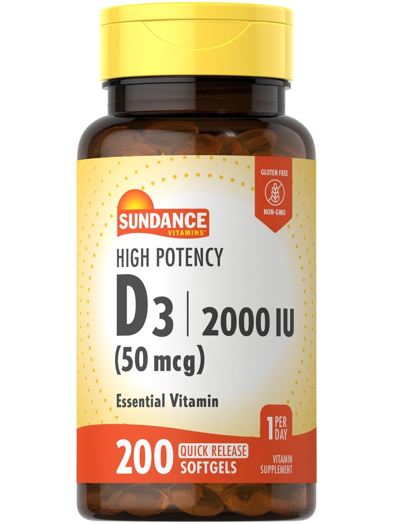 Sungdance High Potency D3 2000 IU 124; 200 Quick Rilis Softgeels 124; EsculVitamin Formula 124; Non- GMO dan Gluten Free Suplemen