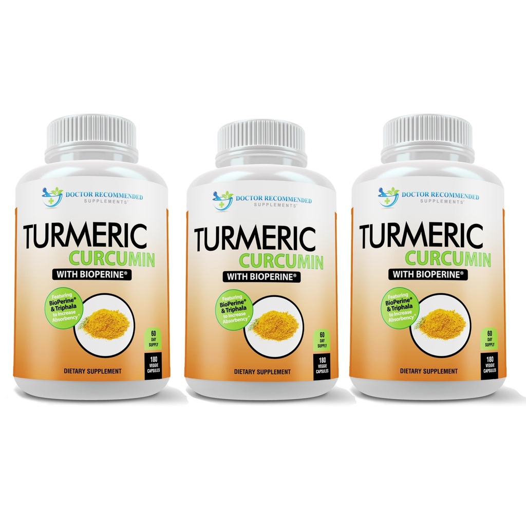 Turmeric Curcumin Suplement - 2250mg / d - Veggie Caps - 95% Curcuminoid with Black Pepper Extract (Bioperin) - 750mg Capsules - 100% Organik - Paling Kuat Turmeric (Paket 3)