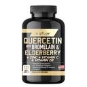 Quercetin dengan Bromelain Zinc Vitamin C Vitamin D Elderberry - 120 Vevgie Capsules, Non-GMO, Gluten- Free Gluten- Free Suppplemen Ammune 124; Made in USA 124; 2 Bulan Supply