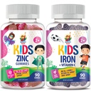 Iron Gummies for Kids & Zinc Gummies for Kids. Iron Vitamin dengan Vitamin C. Zinc Chewable Gummy untuk Dukungan Imune - Powerful Natural Antioksidant Non-GMO Tambahan untuk Anak-anak Perempuan Dewasa