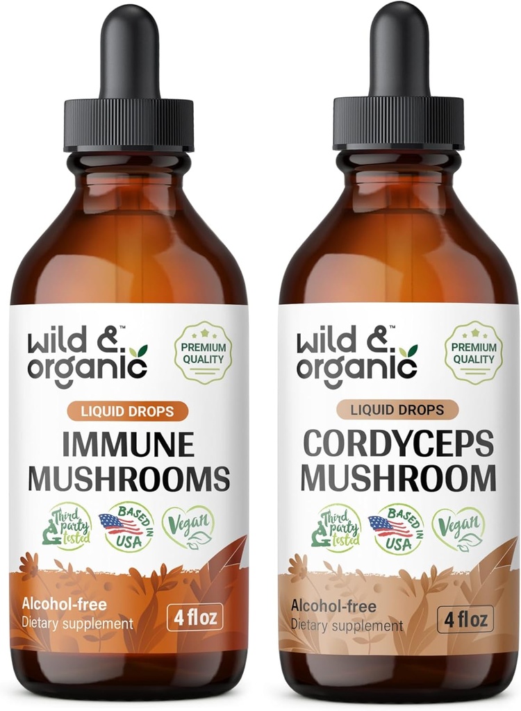 Wild & Organic Ammune Mushroom Tsuture 4 fl oz & Cordyceps Tincture 4 fl oz