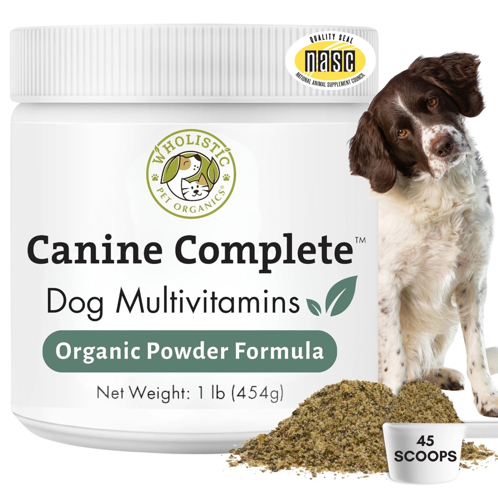 Wolistic Pet Organics Canine Complete - Dog Multivitamin Powder - 1 Lb - Daily Dog Vitamin dan Suplemen untuk Homemade Food - Sistem Imune, Skin, Coat & Overall Health - Kecil dan Large Breed