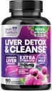 Gentle Liver Cleanse Detox & Repair Formula - Advanced Liver Support with Silymarin Milk Thistle, Dandelion Root, Artichoke Extract, Turmeric, Choline, & Beetroot - 180 Vevgie Capsules