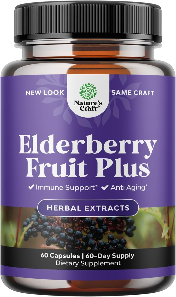Suplemen Antioksidan Elderberry Ammune Dukungan Skin Tambahan dengan Skin Vitamin dan Ekstrak Sambucus - Dukungan Sistem Imune