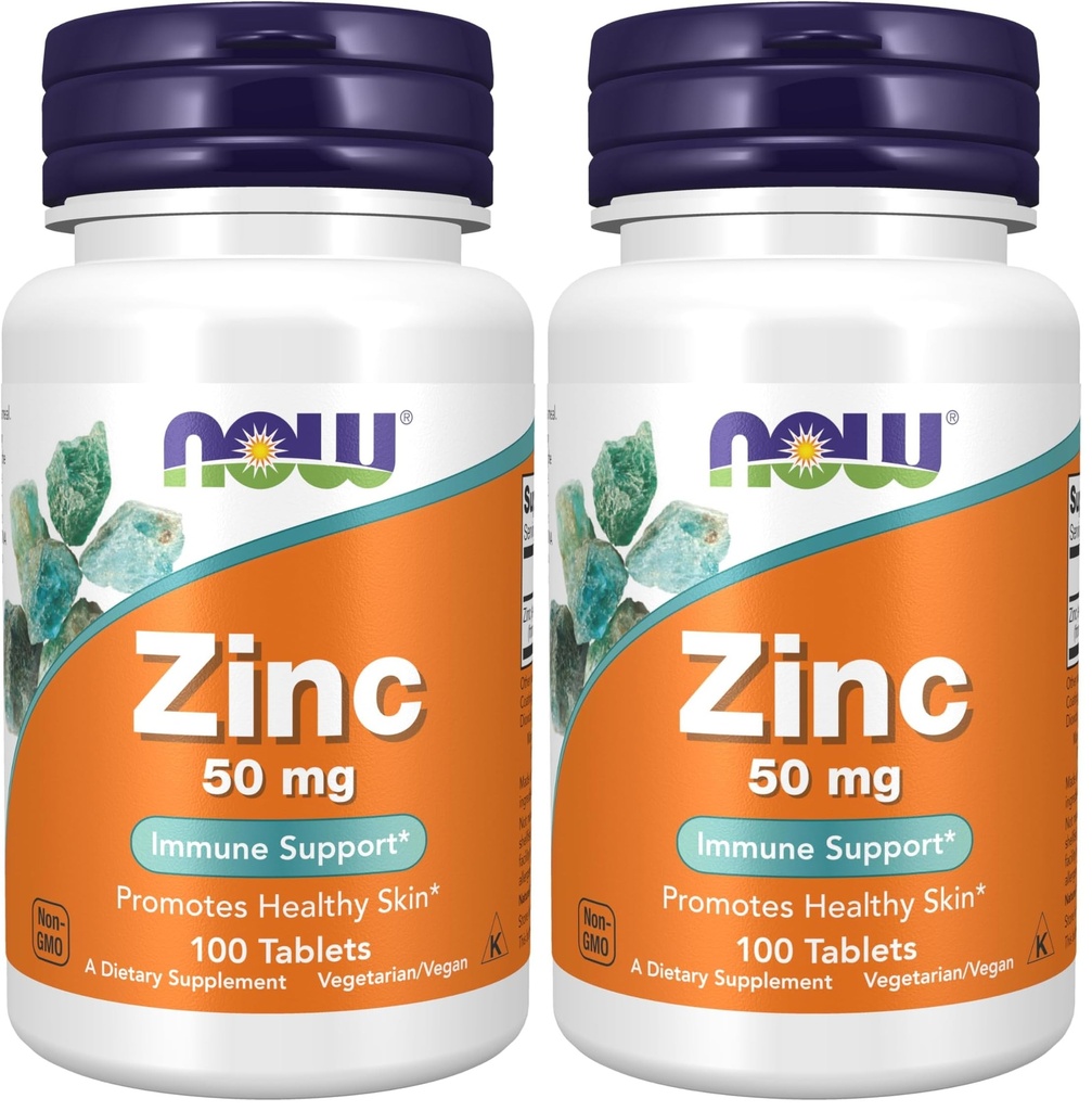 Sekarang Suplemen Makanan, Zinc (Gluconate Zinc) 50 mg, Mendukung Fungsi Enzyme *, Dukungan kekebalan *, 100 Tablet (Paket 2)