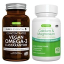 Vegan Omega-3 + Kalsium & Magnesium Kompleks Vegan Bundle, EPA dan DHA Algae Oil 1340mg + 2: 1 Tanaman Berdasarkan Kompleks Mineral Alga, oleh Igennus