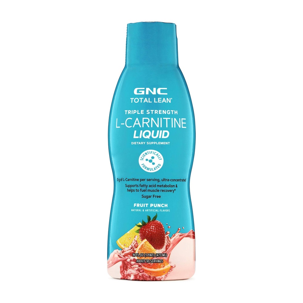 GNC Total Lean Triple Power L- Carnitine Liquid 126; Mendukung Acid Metabolisme Gendut dan Membantu Pemulihan Otot Bahan Bakar, Sugar Free 124; Fruit Punch 124; 16 f.oz
