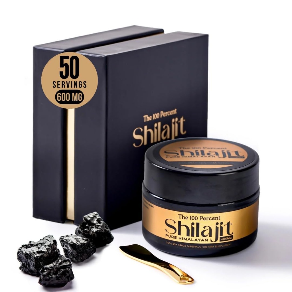 Himalaya murni Shilajit untuk Pria & Perempuan 600mg, 50 Hamba - Tingkat Emas, Uji Lab Sertakan, Maksimum Potensi Fulvic Acid dengan 85 + Trace Minetrace Diekstrak dari Ketinggian Tertinggi