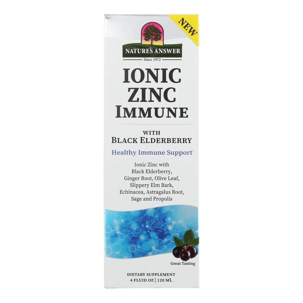 Nature 's Respons Ionic Zinc Imuniune with Black Elderberry 4 oz Extract with Slippery Elm, Echinacea, Astragalus, Sage 160 Servings per Bottle