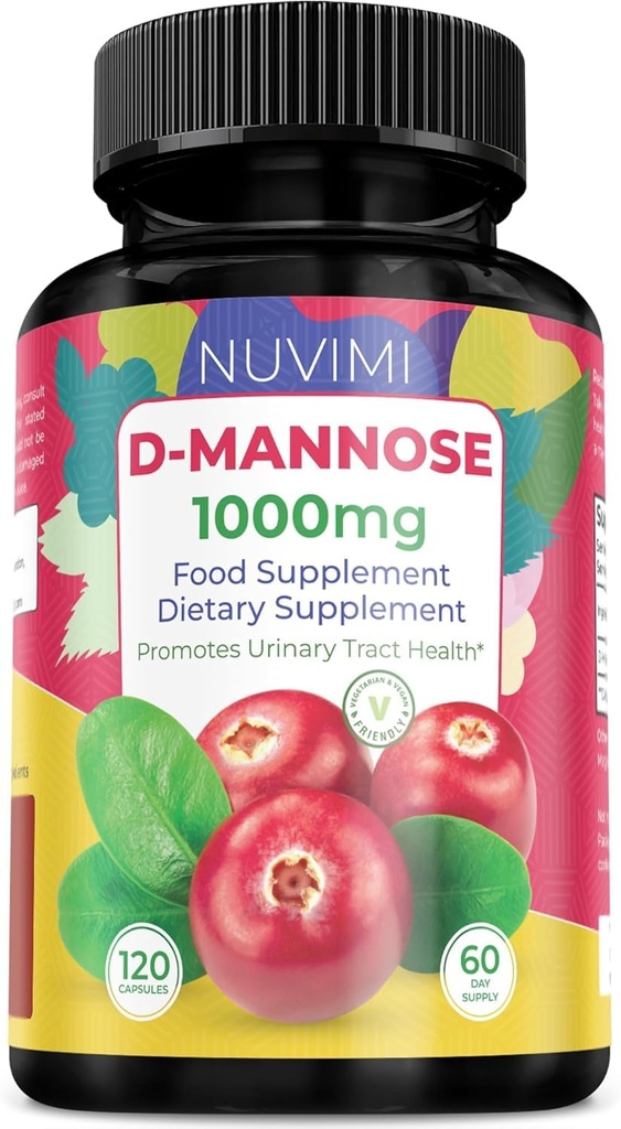 D Mannose 120 Capsules - 1000 mg per Dose - Dietary Supplement Membantu Kesehatan Trakta Urmonary - Vegan Natural UTI Pertahanan
