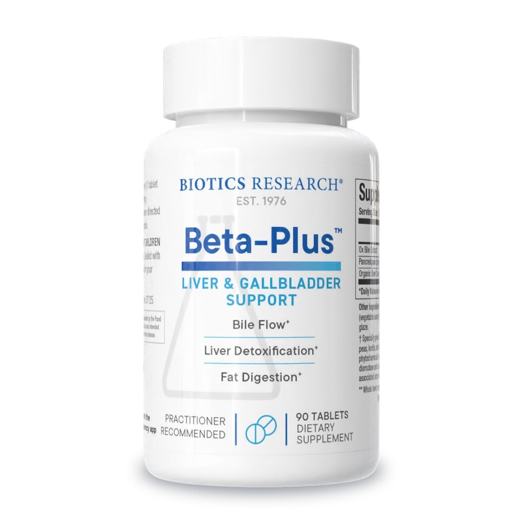 Riset Biotics Beta- Plus ™ Nuttrationals Ox Bile Salts Digetical Enzymes Supplement for Bile Production for No Gallbladder- Supports Overall Liver Function, Aids Fat Dibubble, Supplies Betaine 90 Tab