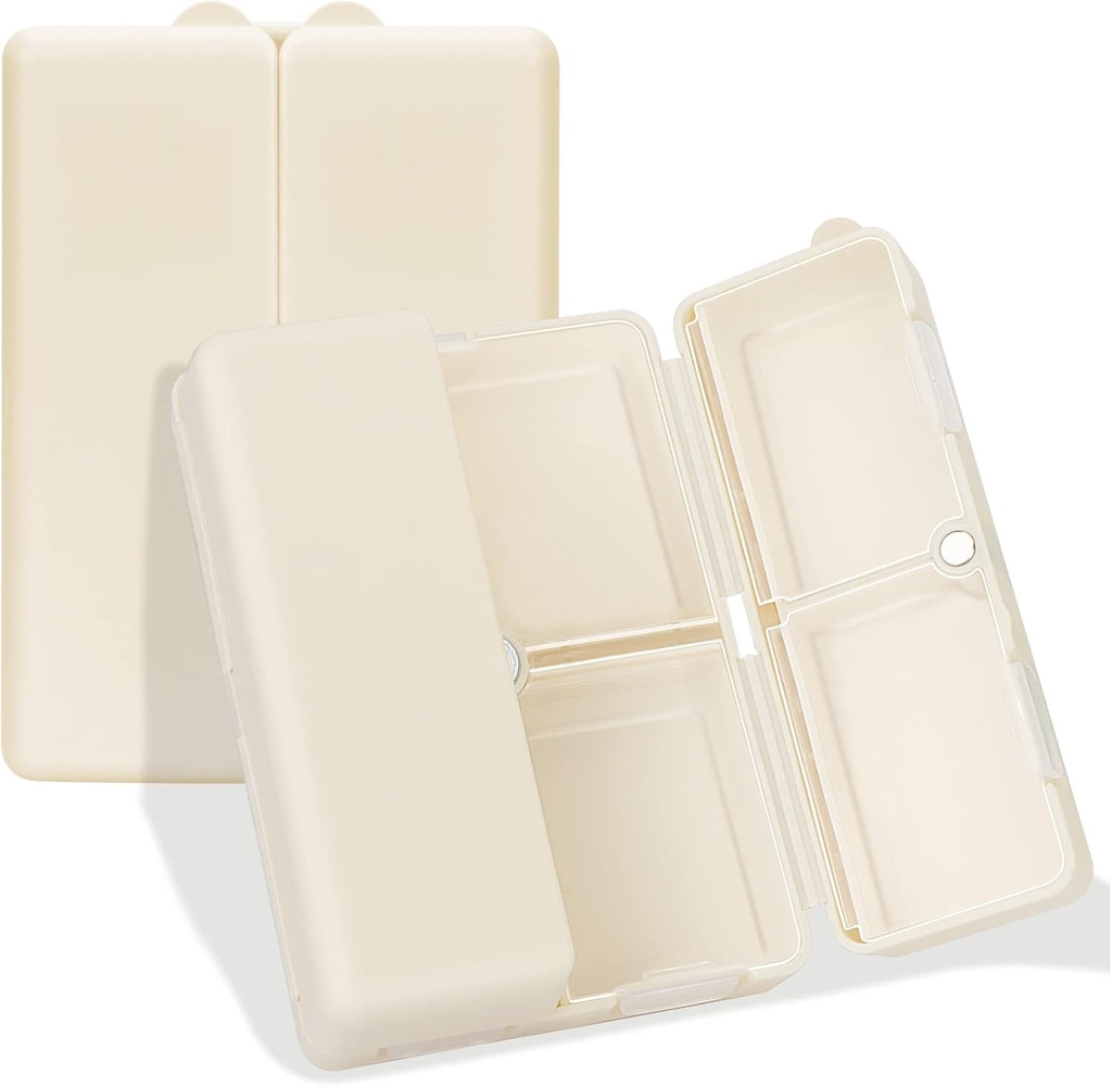 FYY Daily Pill Organizer, 7 Comparts Portable Case [Folding Design] Travel Pill Box for Purse Pocket to Hold Vitamin, Cod Liver Oil, Suplemen dan Medication- White