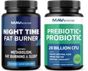 MAV NutTRITION Night Time Fat Burner Capsules and Probiotic & Prebiotic Capsules 1254; Overnight Metabolisme Booster for Stomach Fat Burner Health Dup Support 124; Comprehensive Digetical Wellness