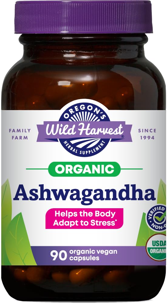 Rompi Liar Oregon Sertifikasi Organik Ashwagandha Herbal Vegan Capsules, 1200 MGS, 90 Count