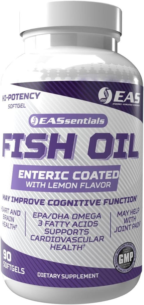 Eksperimental dan Applied Sciences High Potency Fish Oil 124; EPA + DHA Omega-3s Acids Gendut untuk Heart & Brain Health 124; Gluten Free, Non GMO 124; Ensic Coated dengan Lemmon Flavor 12490 Softgels