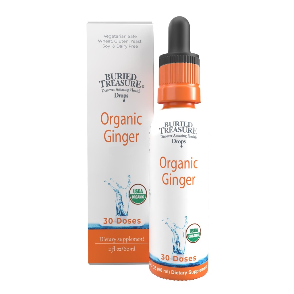 Treasure Ginger Drops - dibuat dengan Root Ginger Organik untuk Dukungan Digetical, Upset Stomach Settles Drops, No Sugar, Alkohol Bebas, Versatile Penggunaan untuk Ginger Tea atau Konsumsi Langsung, 30 Servis