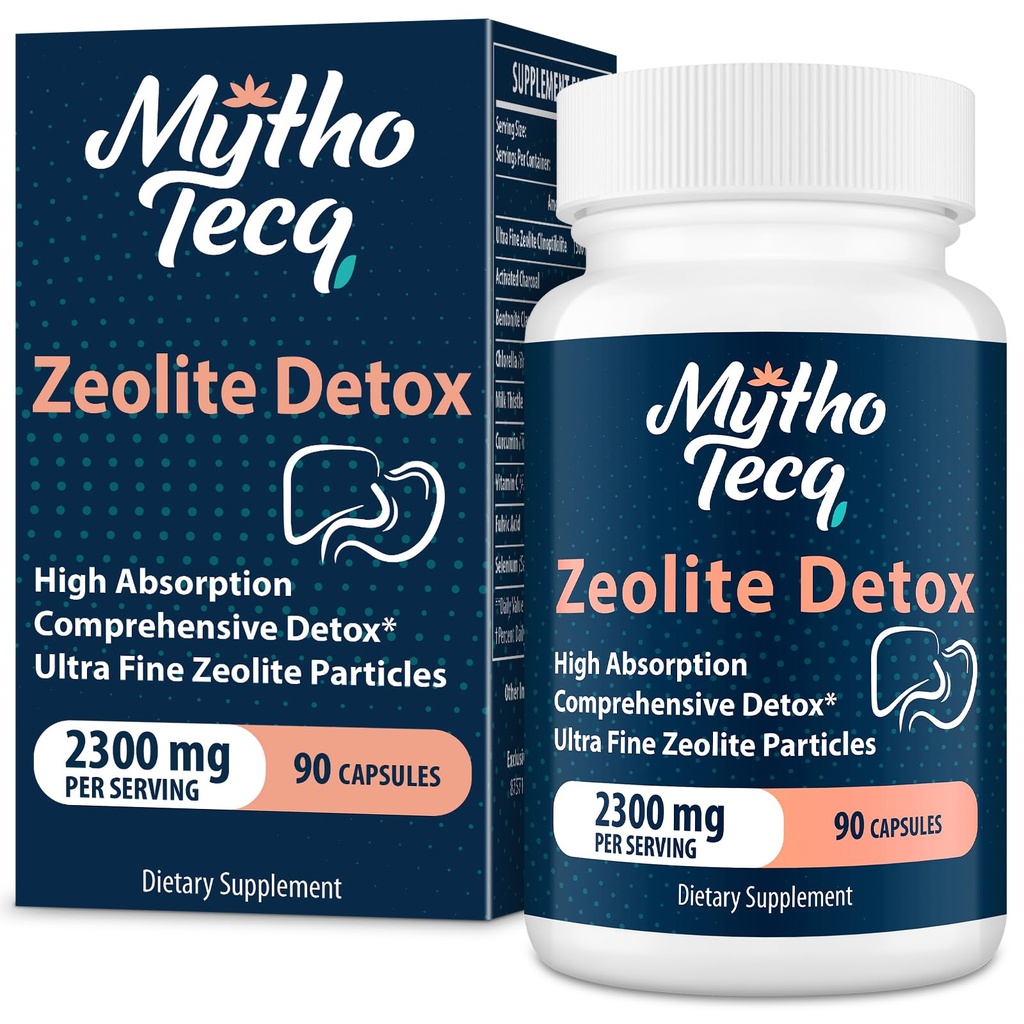 2300 MG Zeolite Detox Capsules - Diaktifkan Charcoal & Bentonite Clay, Sangat Absorbable Full Body, Liver & Gut Cleanse, Zeolite Clinopololite Aff90 Capsules