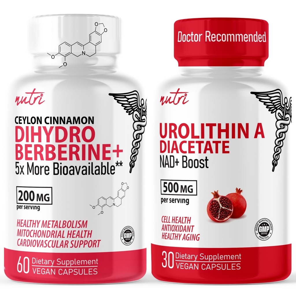 Fusion Alam Nutri Dihydroberberine (60 Kapsul) & Urolithish A Diacetate 500mg Supplemen Energi Booster