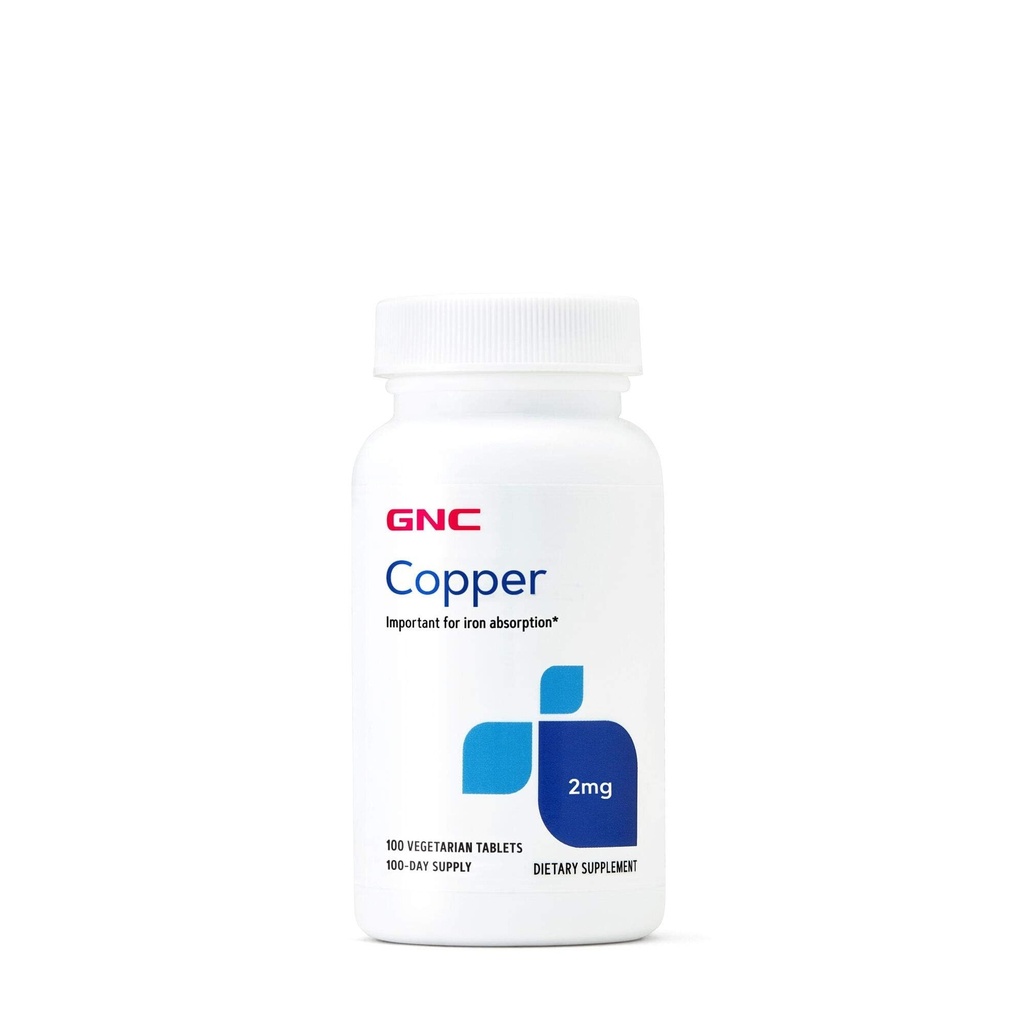 GNC Copper 2mg, Penting untuk Absorpsi Besi, 100 Cacah