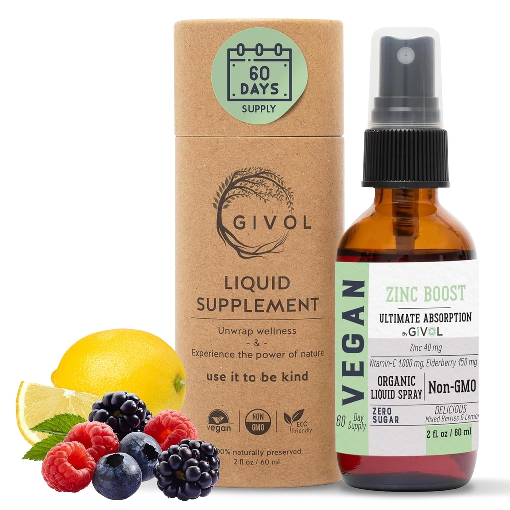 ZINC Boost Mist 40 mg (Ekstra Kekuatan) - Gula Bebas dengan Vit C dan Elderberry Ekstrak - Vegan Liquid Spray untuk Anak-anak dan Dewasa - Pelan2 Absorpsi - Non-GMO - (60 ml) 60 Hari Tambahan