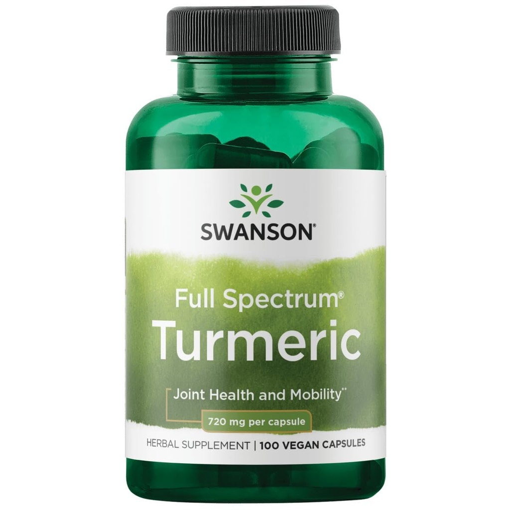 Swanson Full Spectrum Turmeric - Herbal Supplement Support Joint Health & Mobility - Natural Formula Supporting Digetical Health - (100 Capsules, 720mg Masing-masing)