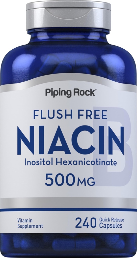 Piping Rock Niavin 500mg 124; Flush Free Aver4; 240 Capsules 14; Vitamin B3 Suplemen 126; Non-GMO, Gluten Free
