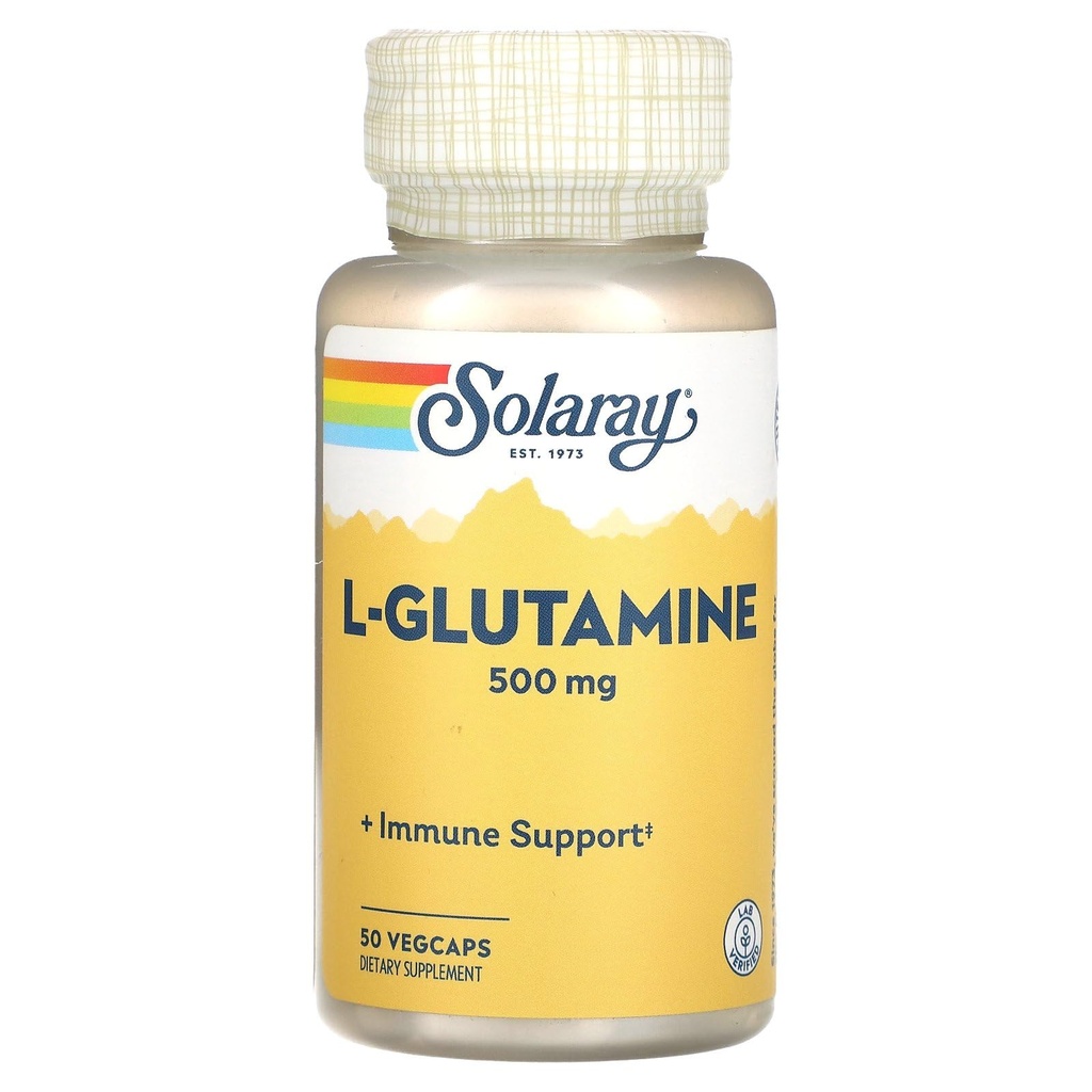 Glutamin SOLARAY L Capsules 500 mg - Dukungan Imune - Free Acid - Lab Verifikasi, 60 Hari Money-Back Jaminan, 50 hamba, 50 VecCaps