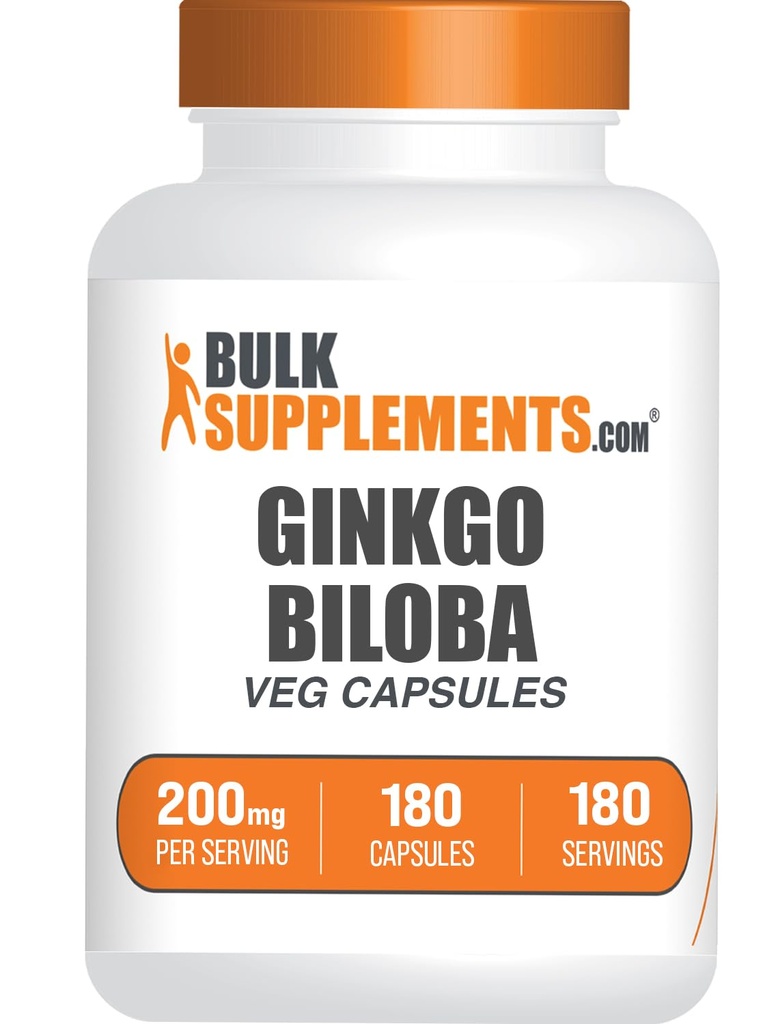 BulkSuplements.comginkgo Biloba Extract Capsules - Ginkgo Biloba Sourced from Leaves, Herbal Suplement - Vegan, 1 Capsule per Serving, 180 Count (Pack of 1)