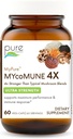 MYcoMune 4X Mashroom Organic Suplemen - Reishi, Mane Lion, Cordyceps, Chaga, Shiitake, Maitake for Immune System, Combat Stress, Build Energy by Pure Essence - 60 Caps