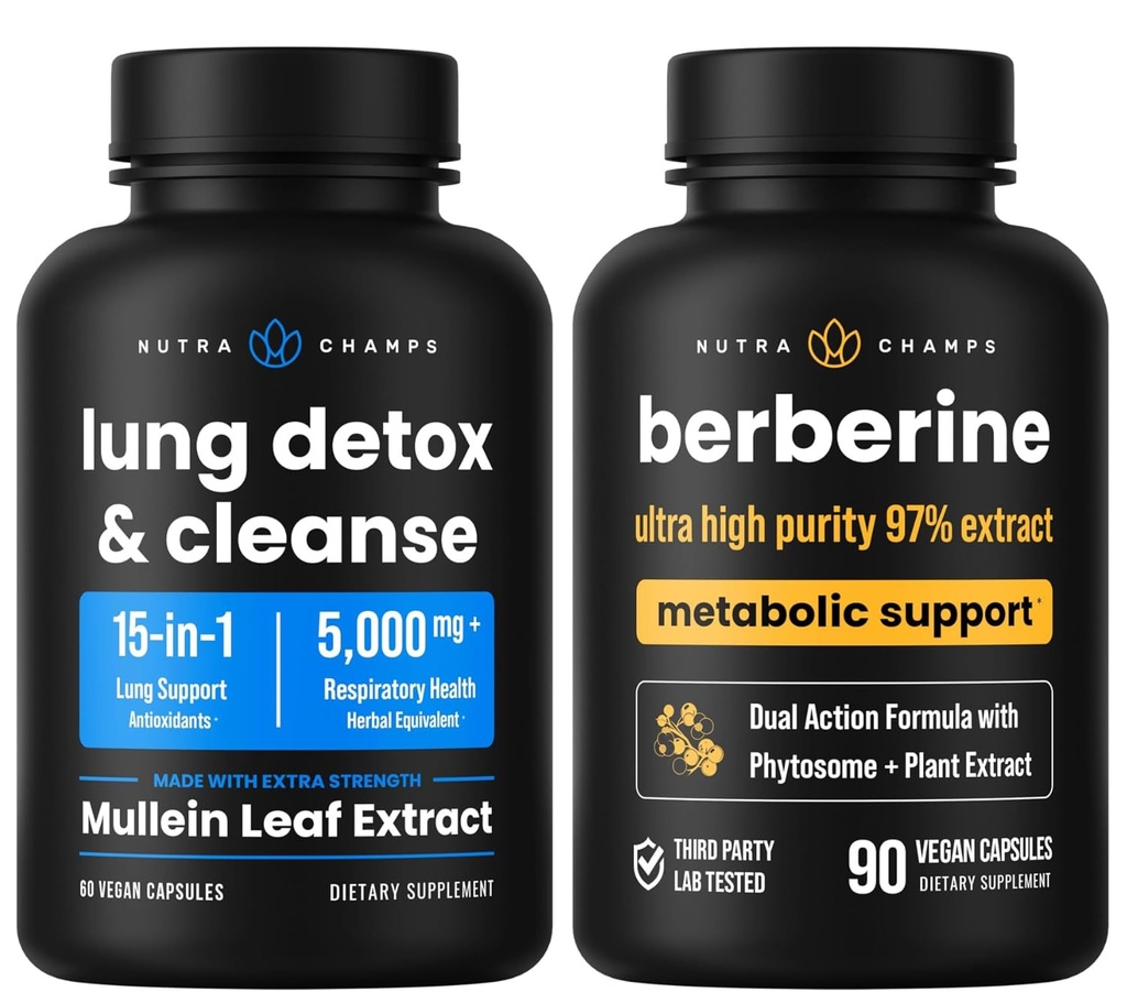 NutraChamps Complete Respiratory & Metabolic Dukungan: Lung Cleanse & Berberine Duo