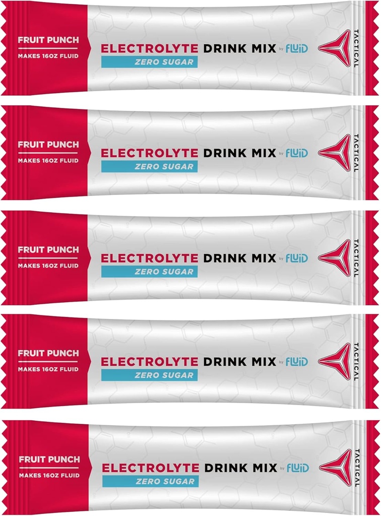 Fluid tactical-Zero Sugar, Keto Electrolyte Powder, Hidration Packets, Made in USA (Fruit Punch, 25 Count)