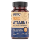 DEVA Vegan Vitamin Natural Vitamin E 400IU dengan Mixed Tocopherols, Support Immune System & Skin NUtrition, Natural Antioksidant & Gluten Bebas, Dairy Free, Non-GMO, 90 Capsules