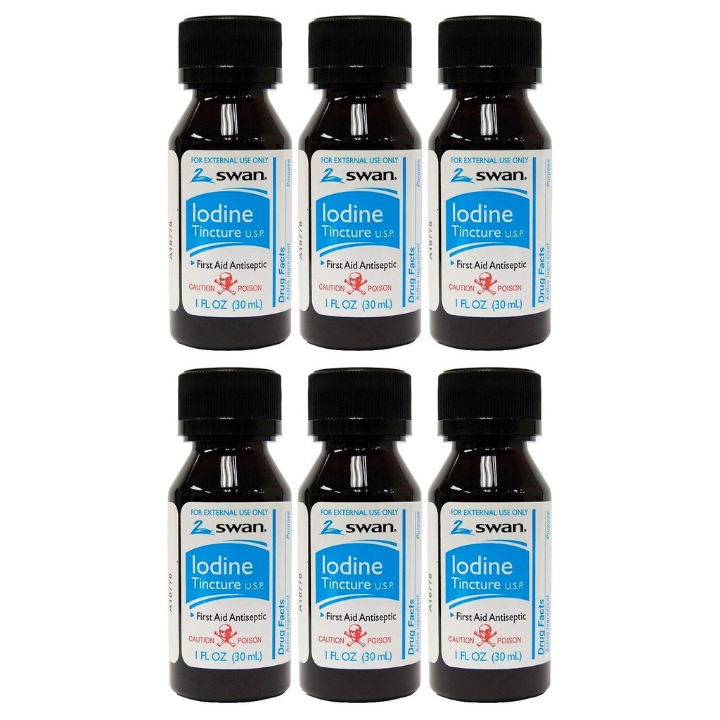 Swan Iodin Tincture U.S.P. - 1 fl oz (6 Pack)