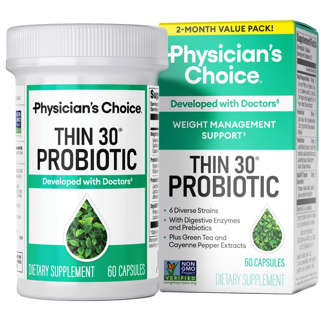 Produksi Pilihan Dokter untuk Manajemen Berat & Bloating - 6 Strain Probiotis - Pregorie- Bahan Kunci Cayenne - Mendukung Kesehatan Gut - Berat Manajemen Perempuan & Pria - Teh Hijau - 60 CT