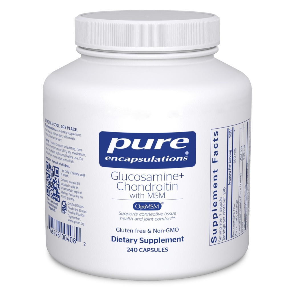 Encapsulasi Glucosamin Chondroitin murni dengan MSM - Mendukung Formasi Kesehatan & Normal Kartilage * - membuat Enzyme Activity - Gluten- Free & Non-GMO - 240 Kapsul