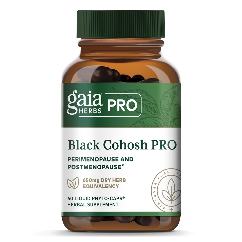 GAIA HERBS PRO Black Cohosh PRO - Sehat Perimenopause & Post Menopause Suplement * - Suplemen Kesehatan Wanita dengan Ekstrak Root Hitam Cohosh - Vegan - 60 Liquid Phyto- Caps (60 Pelayan)